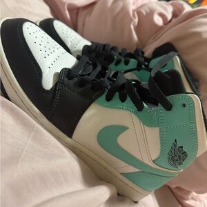 Tropical Jordan Sneakers Black and Teal